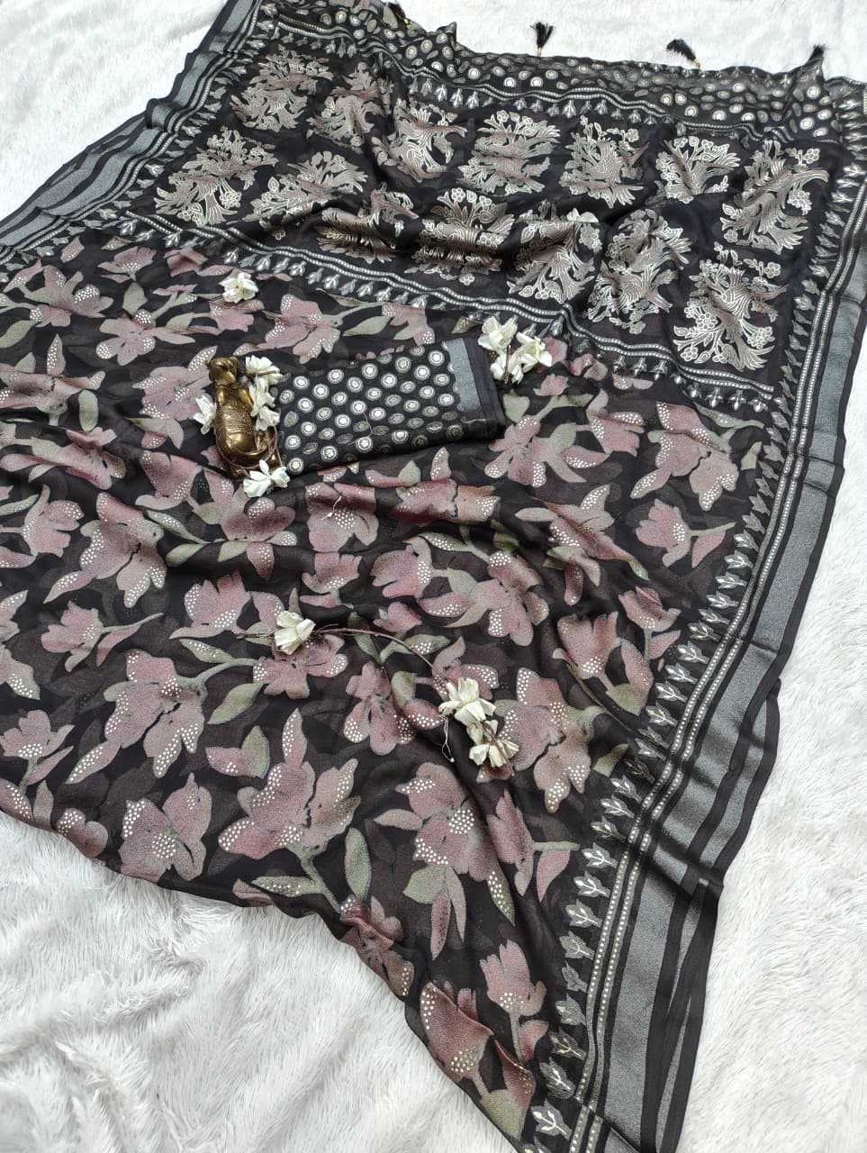 Dull Moss Designer Saree