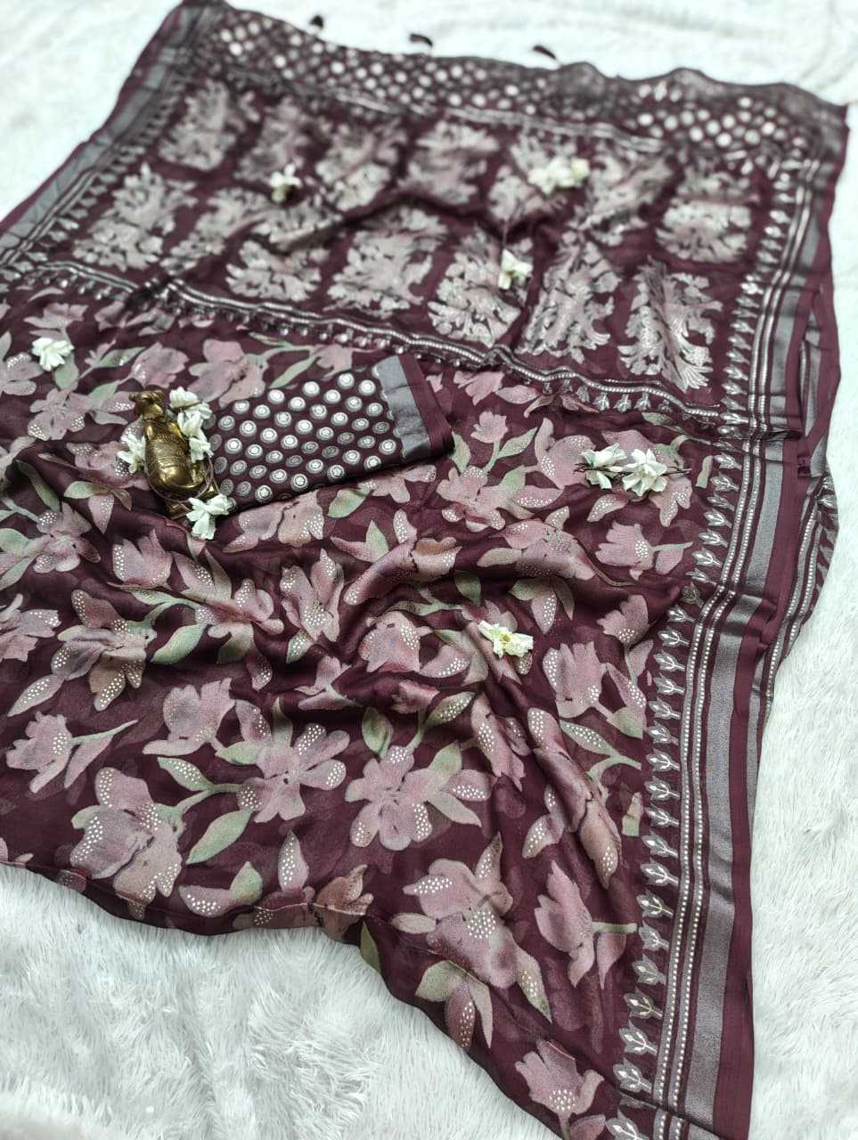 Dull Moss Designer Saree