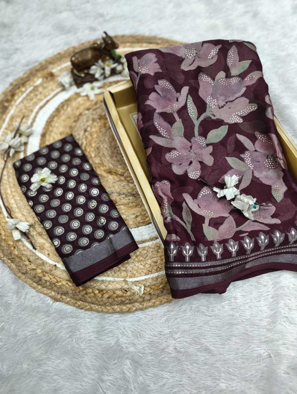 Dull Moss Designer Saree