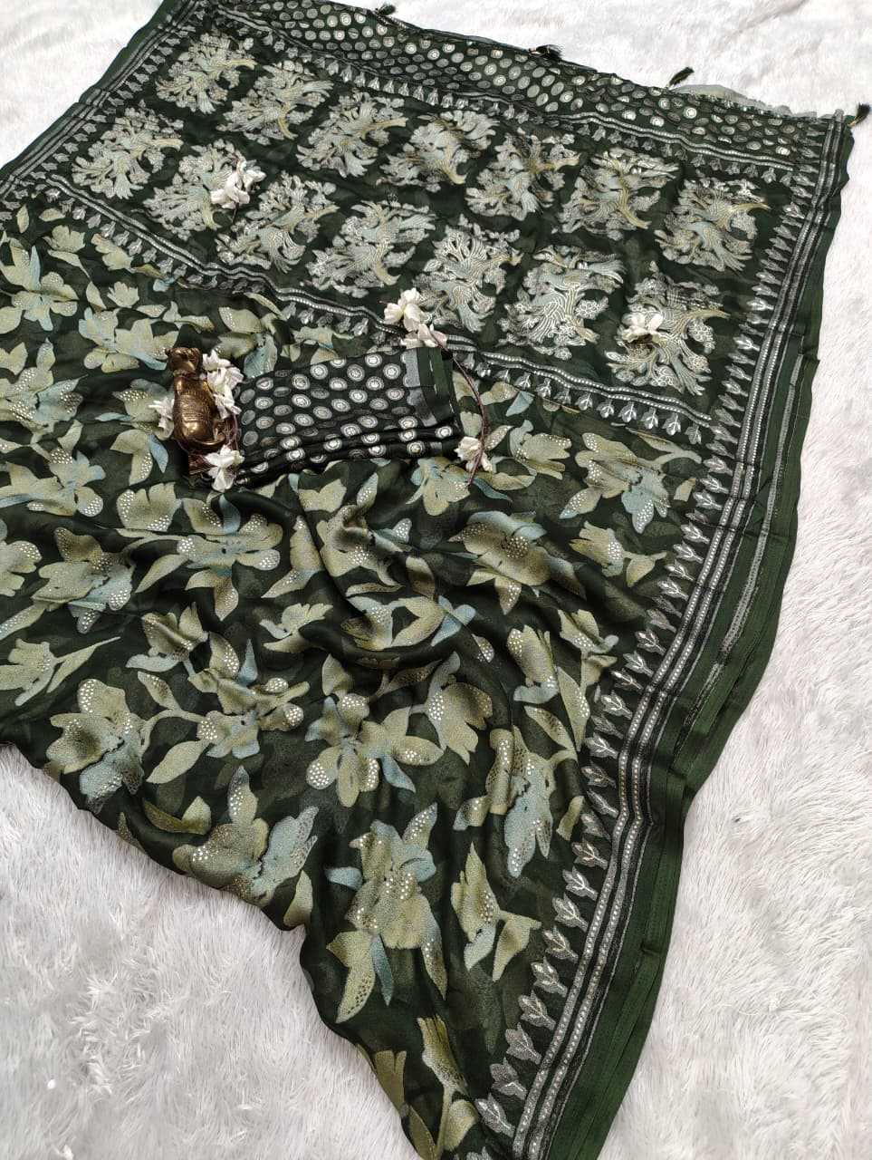 Dull Moss Designer Saree