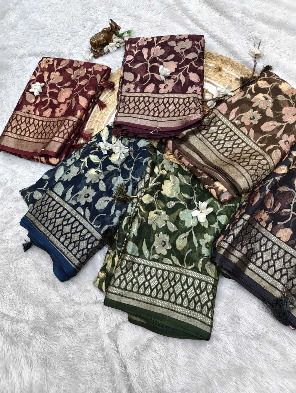 Dull Moss Designer Saree