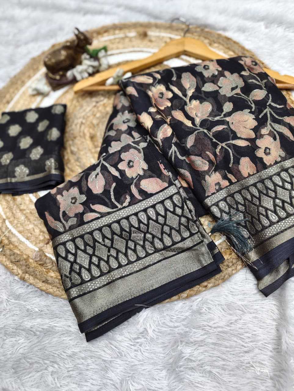 Dull Moss Designer Saree
