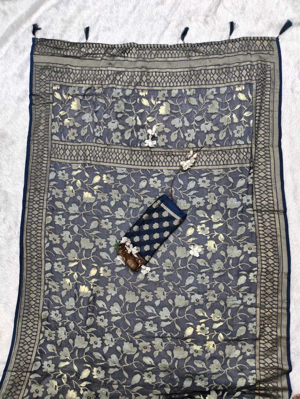 Dull Moss Designer Saree