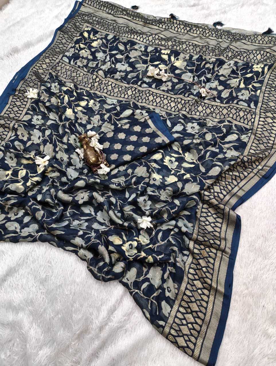 Dull Moss Designer Saree