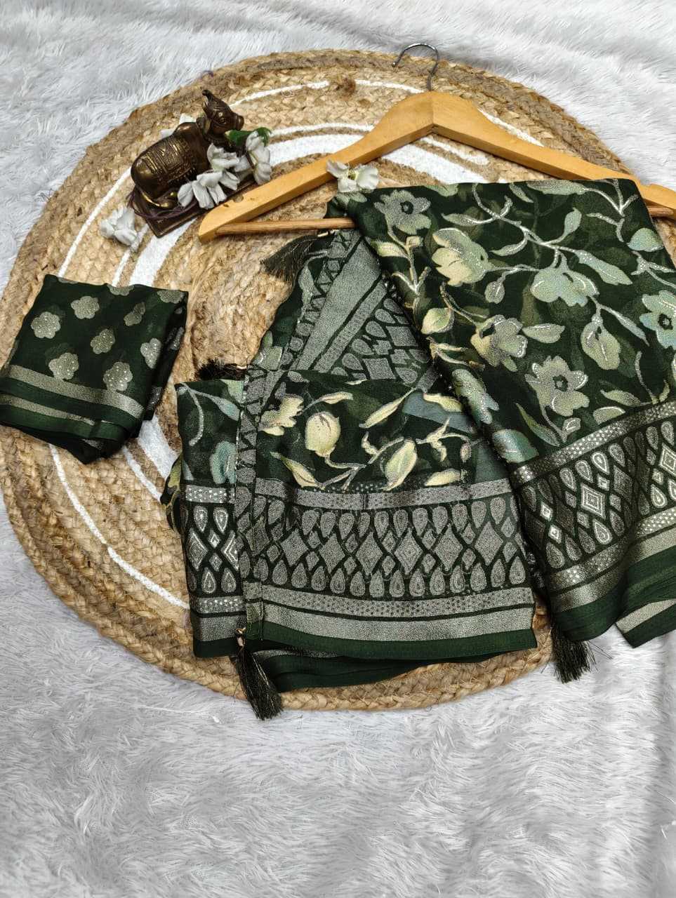 Dull Moss Designer Saree