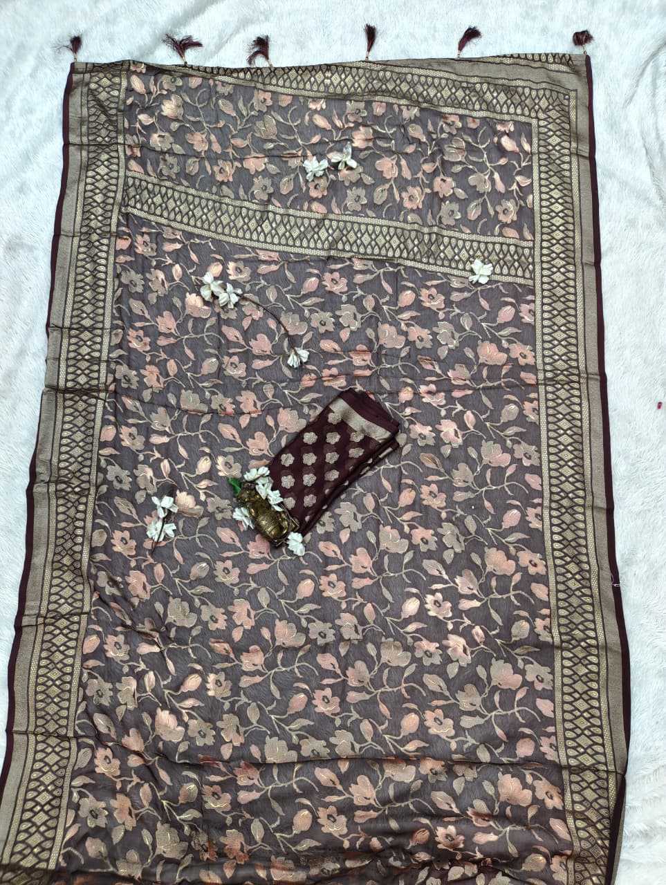 Dull Moss Designer Saree