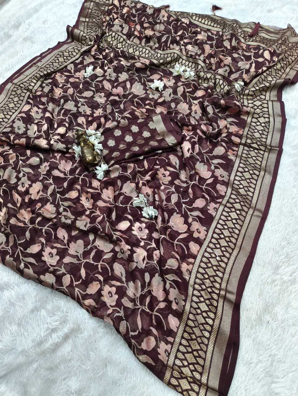 Dull Moss Designer Saree