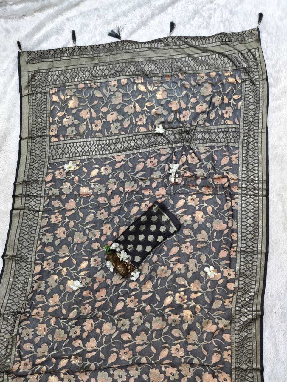 Dull Moss Designer Saree