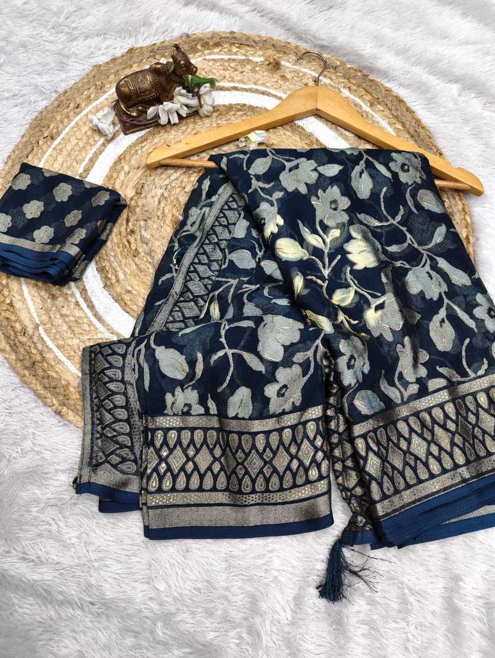 Dull Moss Designer Saree