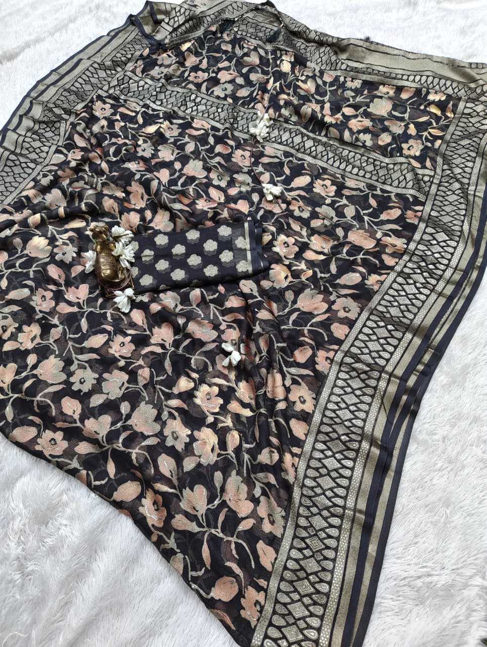 Dull Moss Designer Saree