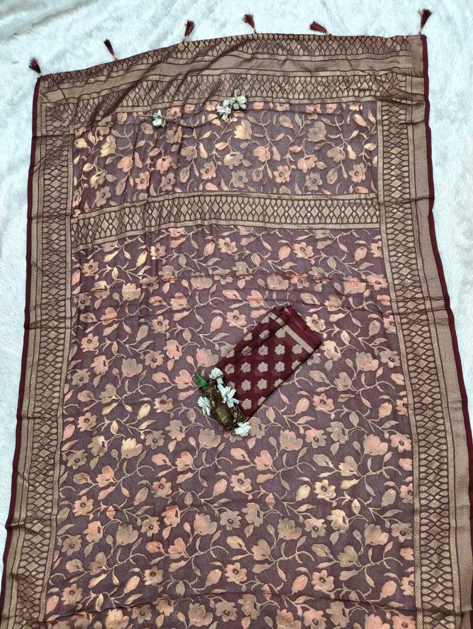 Dull Moss Designer Saree