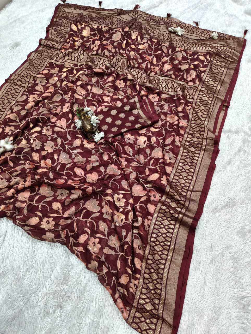 Dull Moss Designer Saree