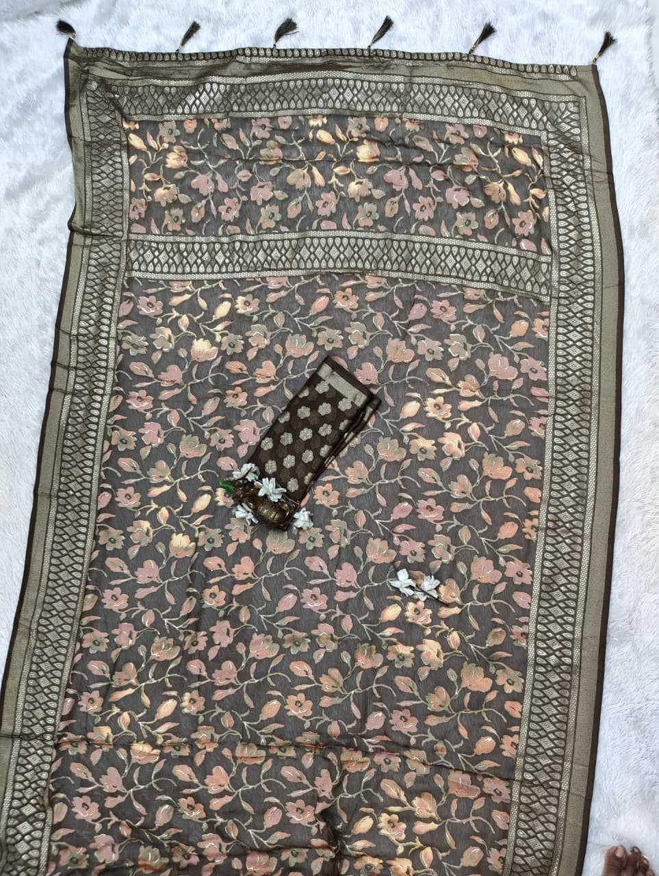 Dull Moss Designer Saree