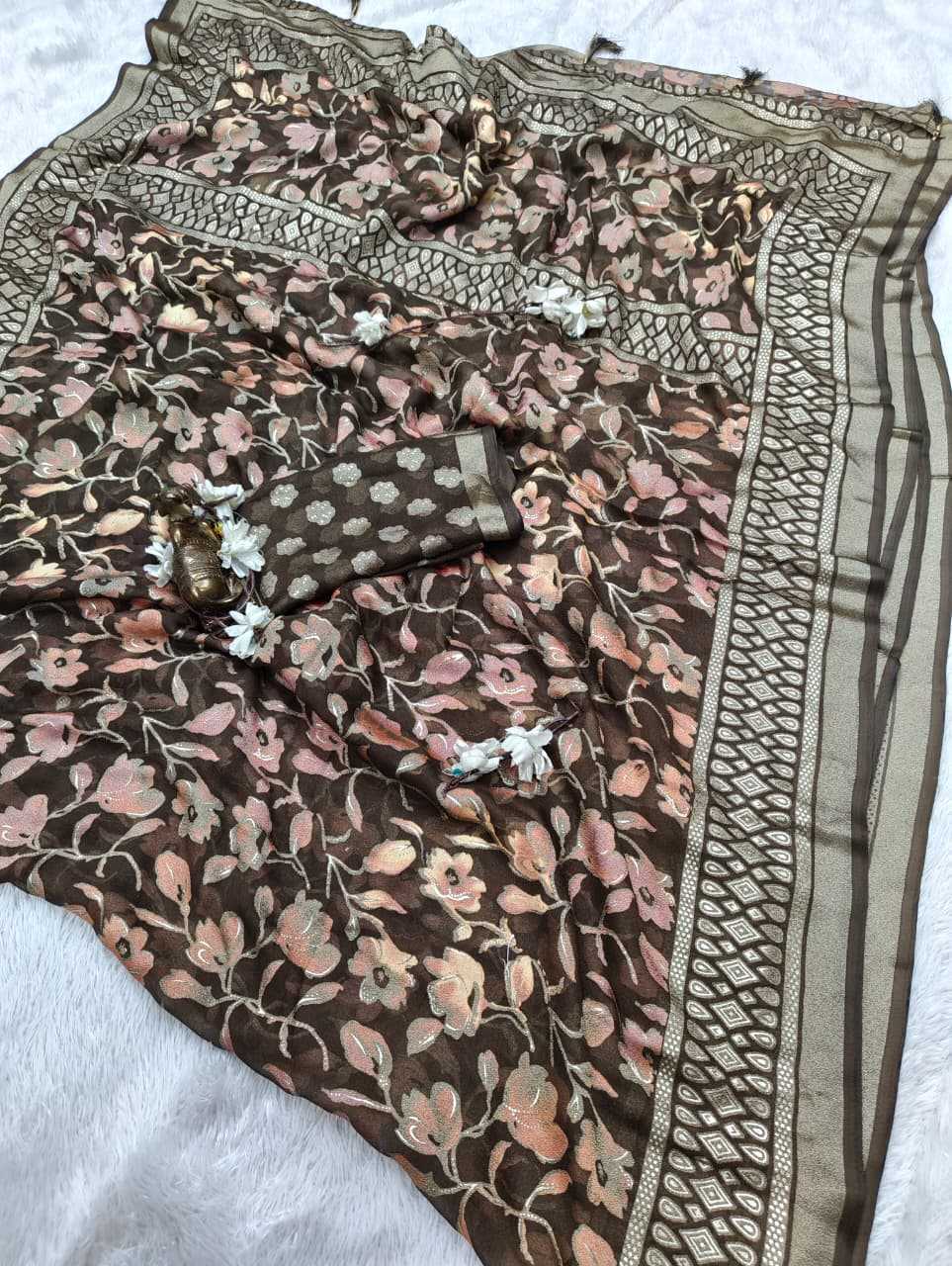 Dull Moss Designer Saree