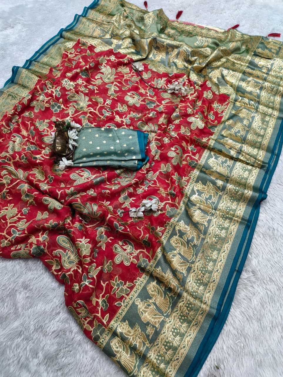 Dull Moss Designer Saree