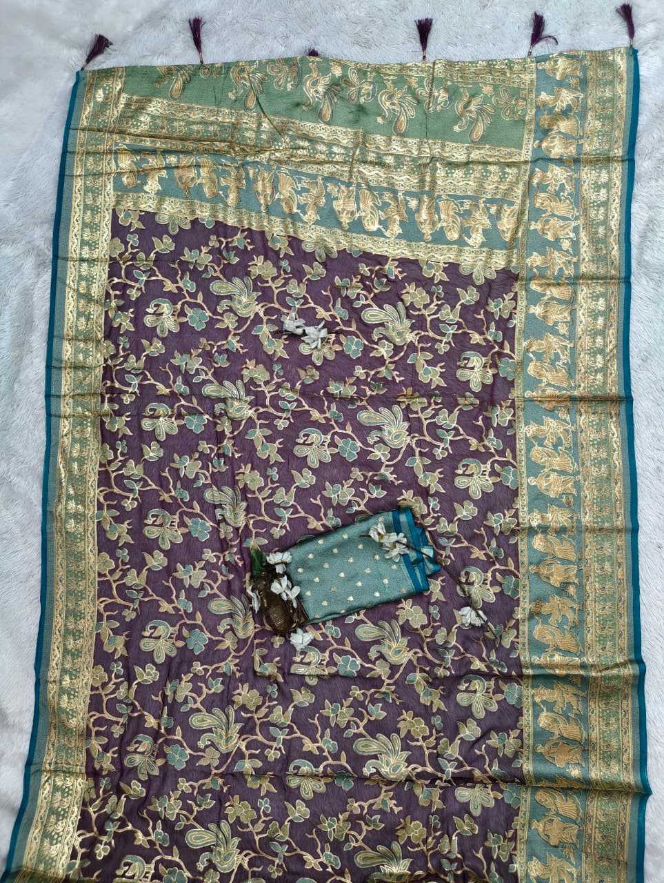 Dull Moss Designer Saree