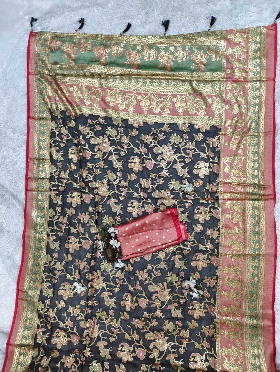 Dull Moss Designer Saree