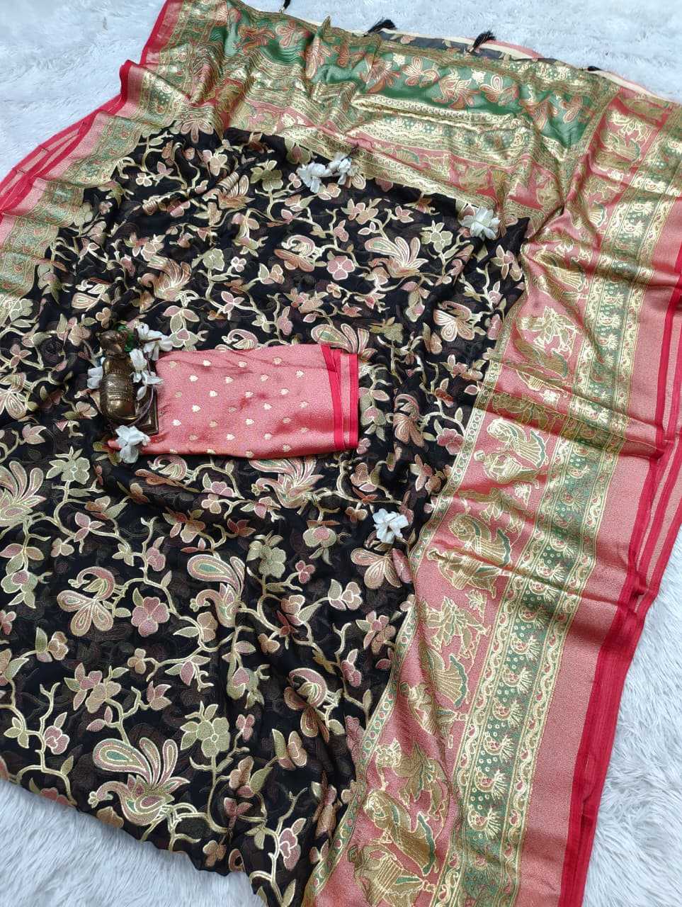 Dull Moss Designer Saree