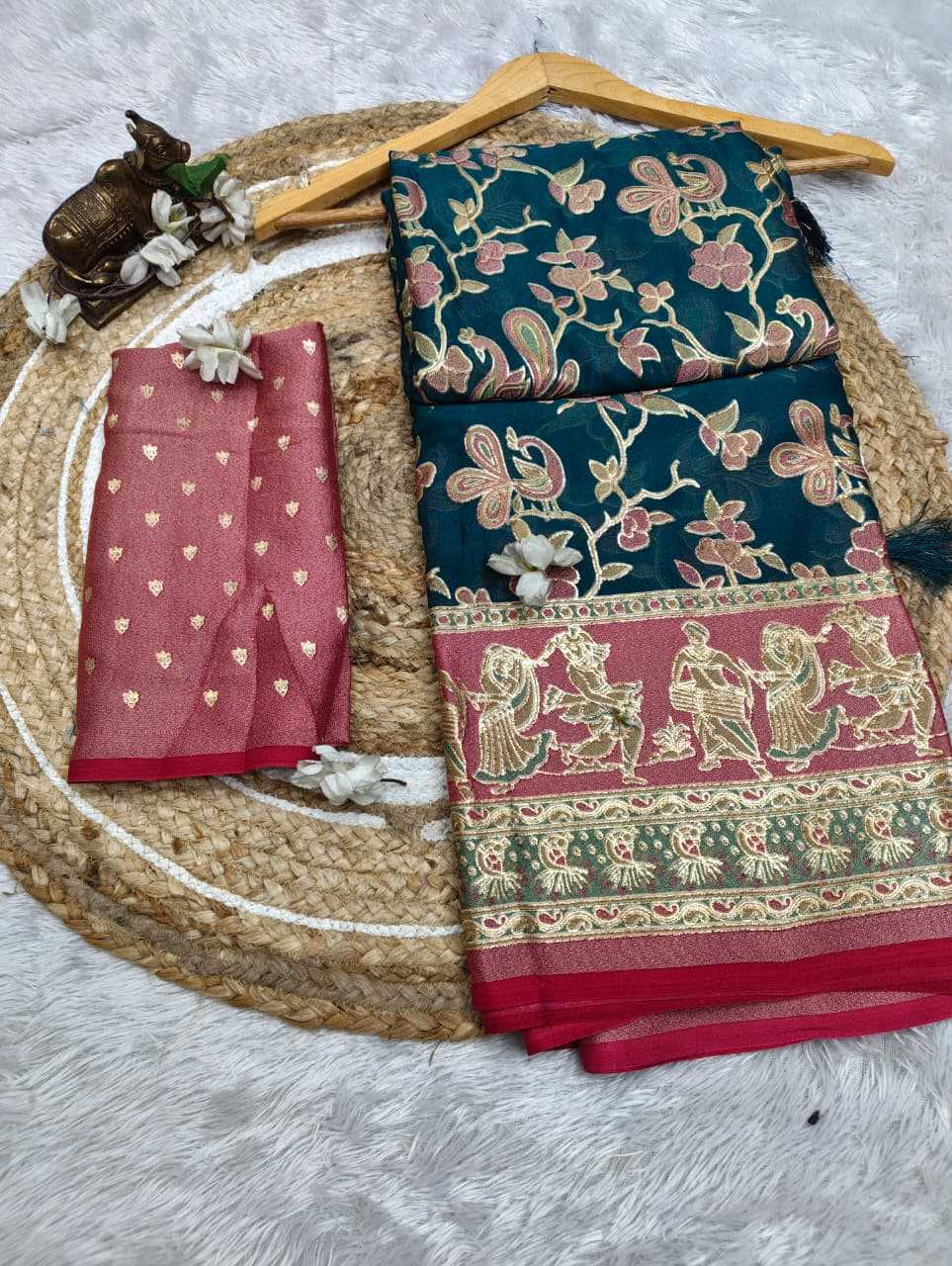 Dull Moss Designer Saree