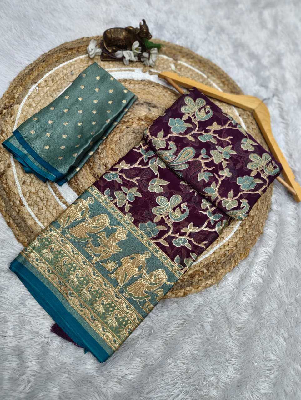 Dull Moss Designer Saree