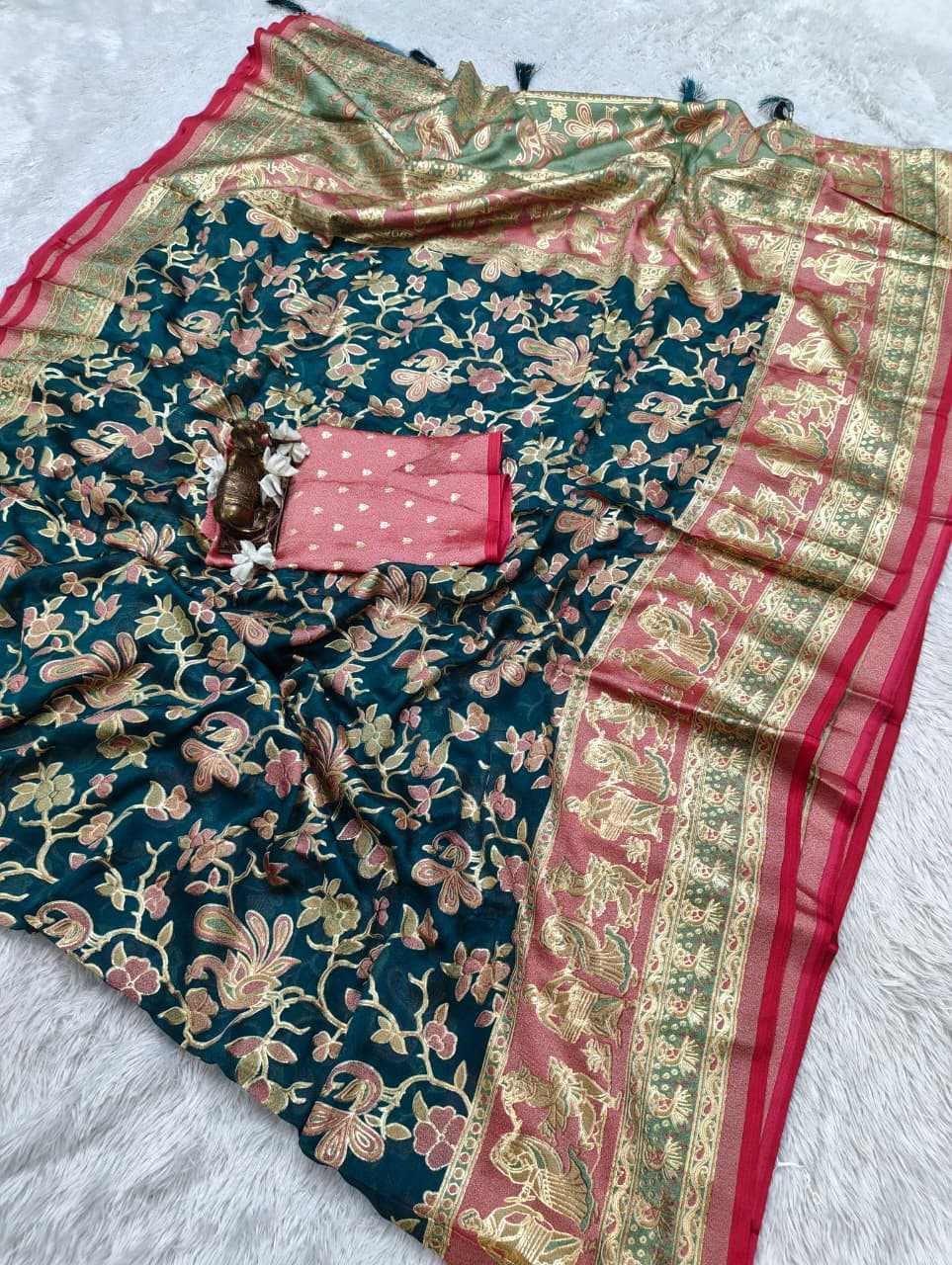 Dull Moss Designer Saree