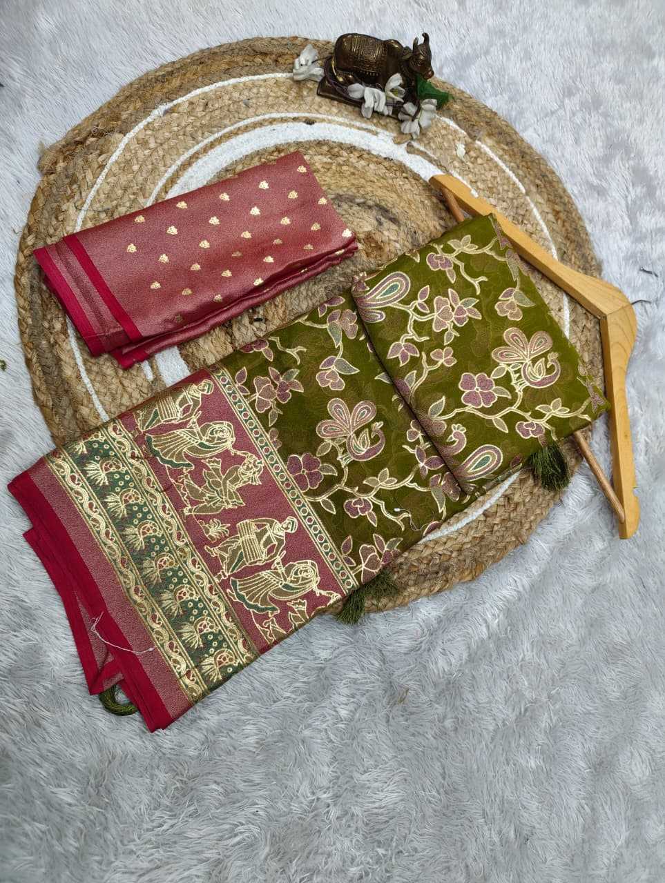 Dull Moss Designer Saree