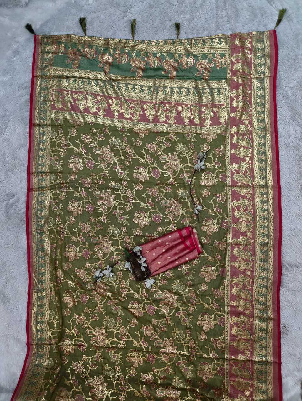 Dull Moss Designer Saree