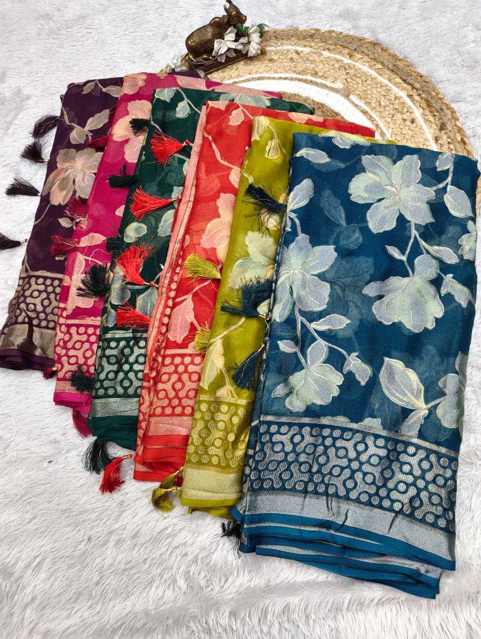 Dull Moss Designer Saree