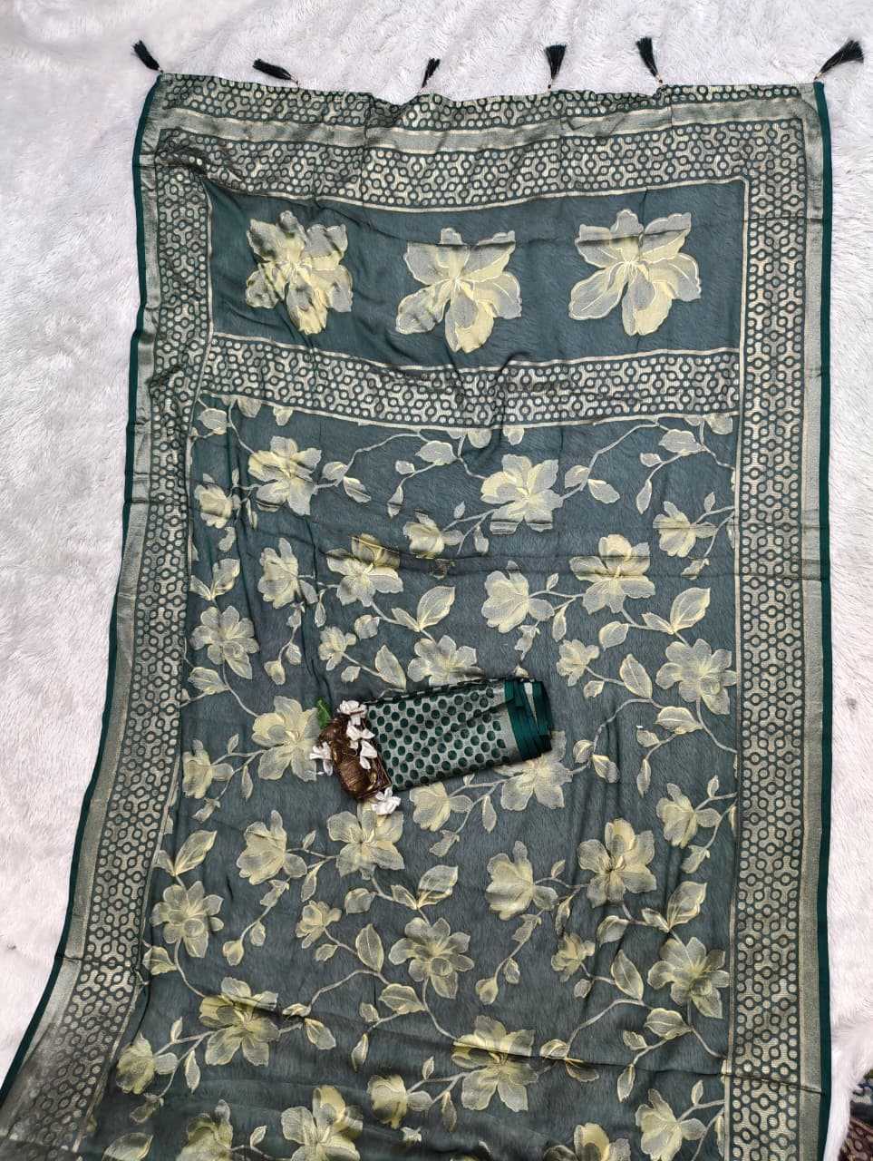 Dull Moss Designer Saree