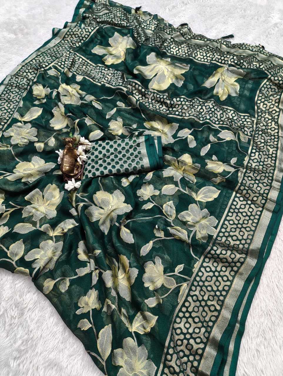 Dull Moss Designer Saree
