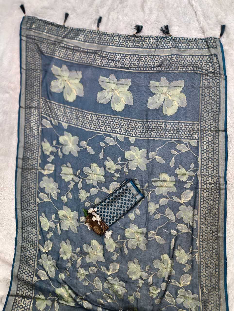 Dull Moss Designer Saree