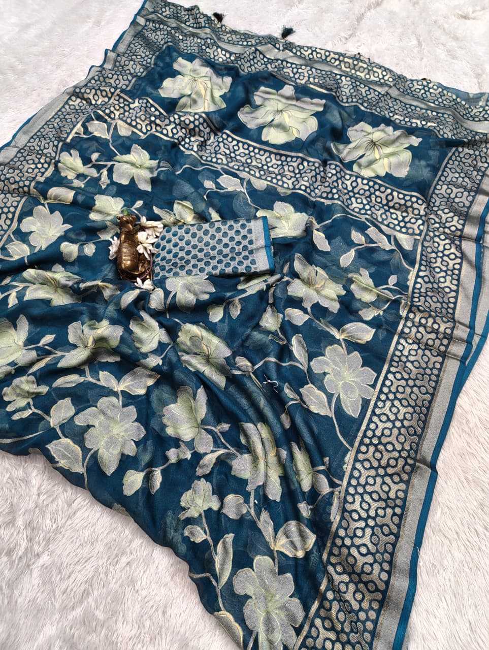 Dull Moss Designer Saree