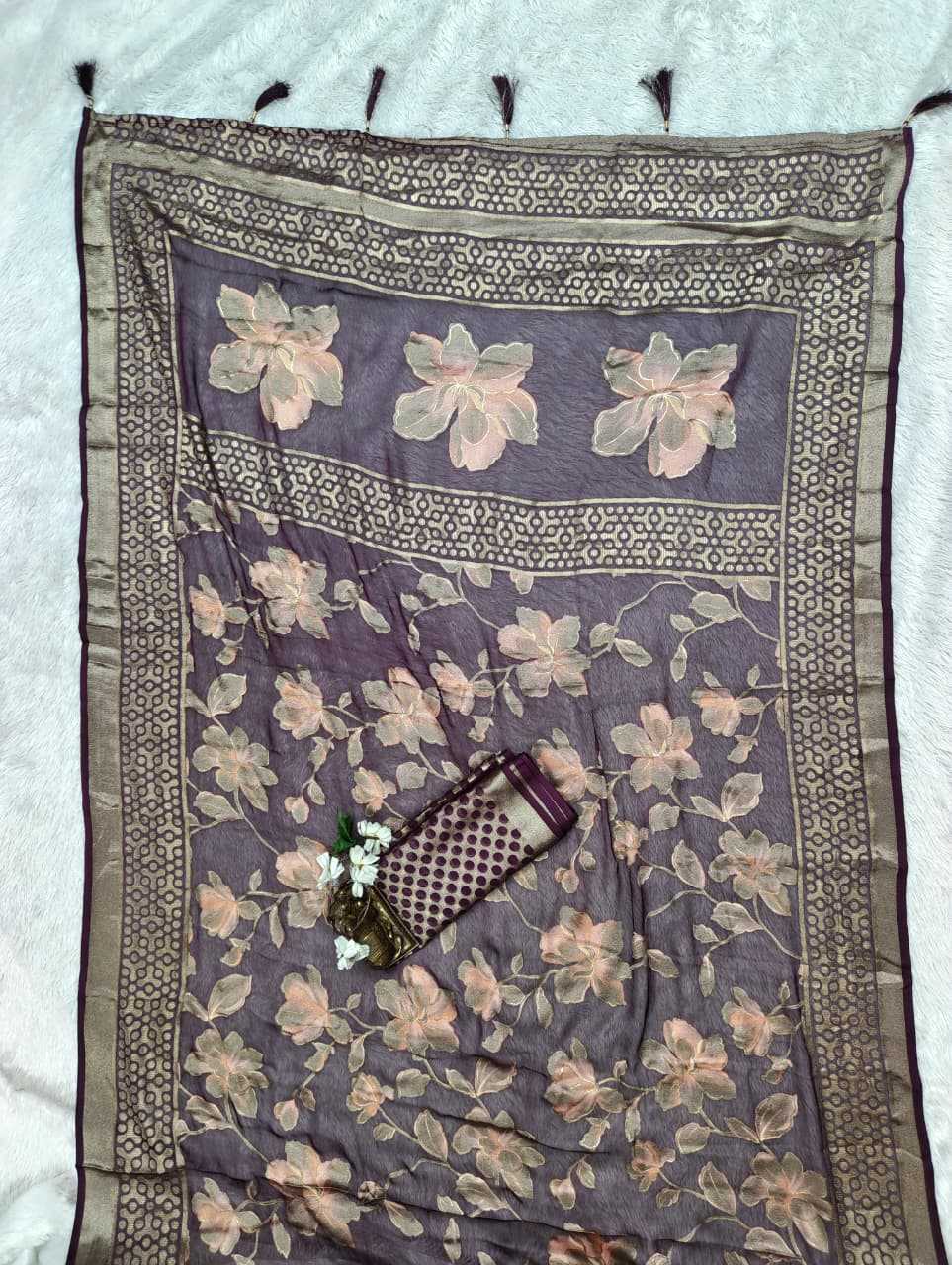 Dull Moss Designer Saree