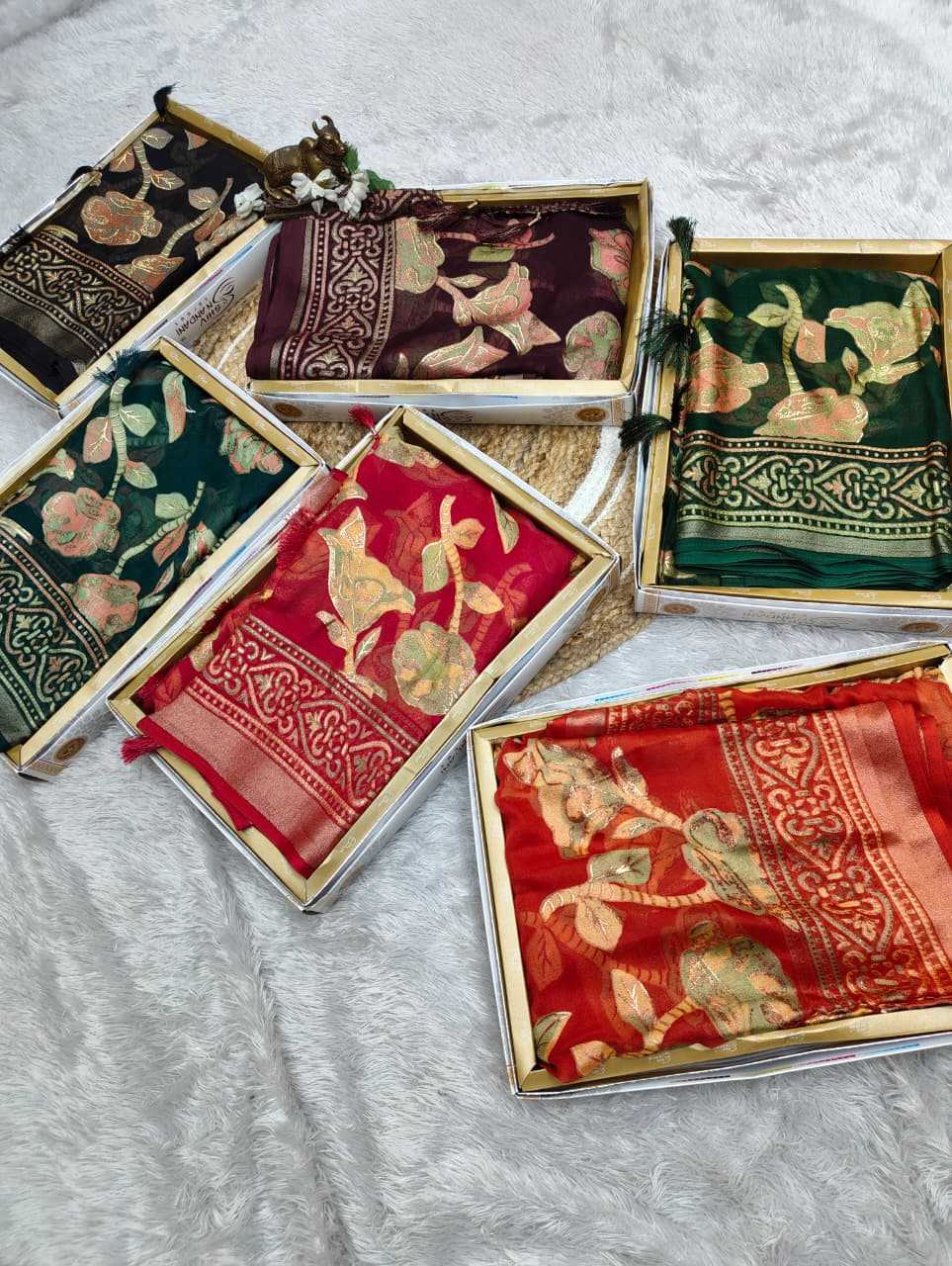 Dull Moss Designer Saree