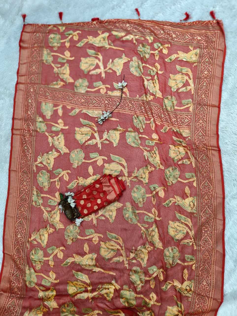 Dull Moss Designer Saree