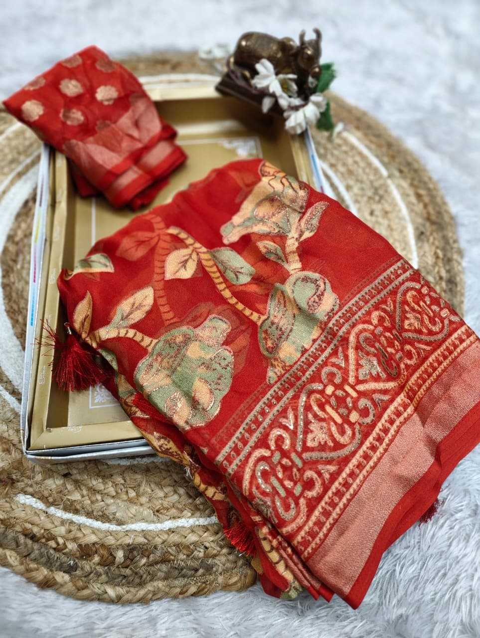 Dull Moss Designer Saree