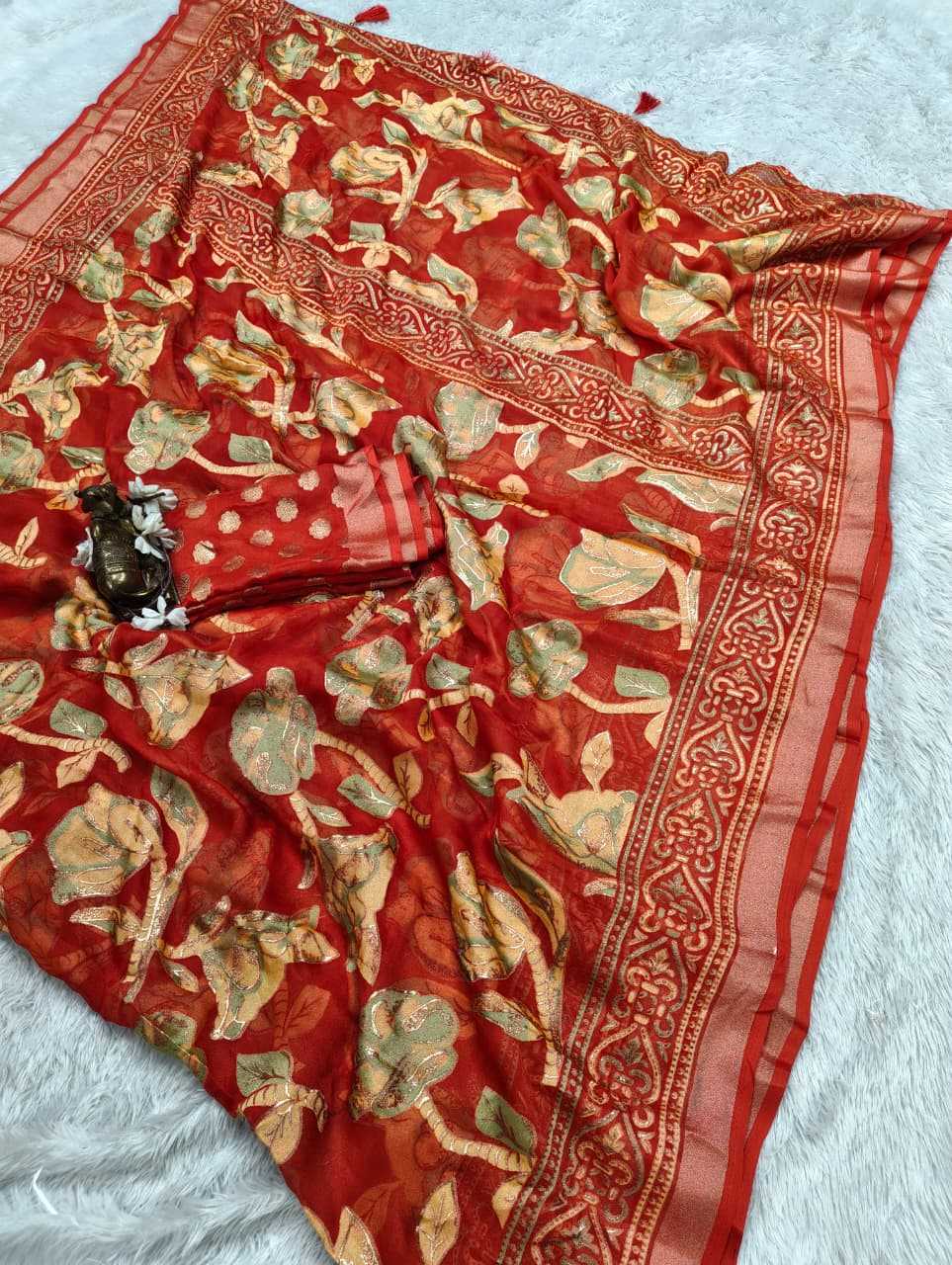 Dull Moss Designer Saree