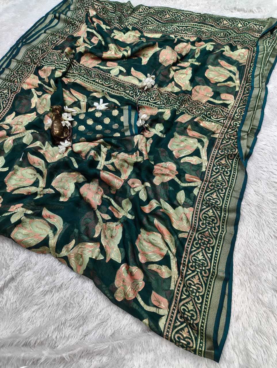 Dull Moss Designer Saree
