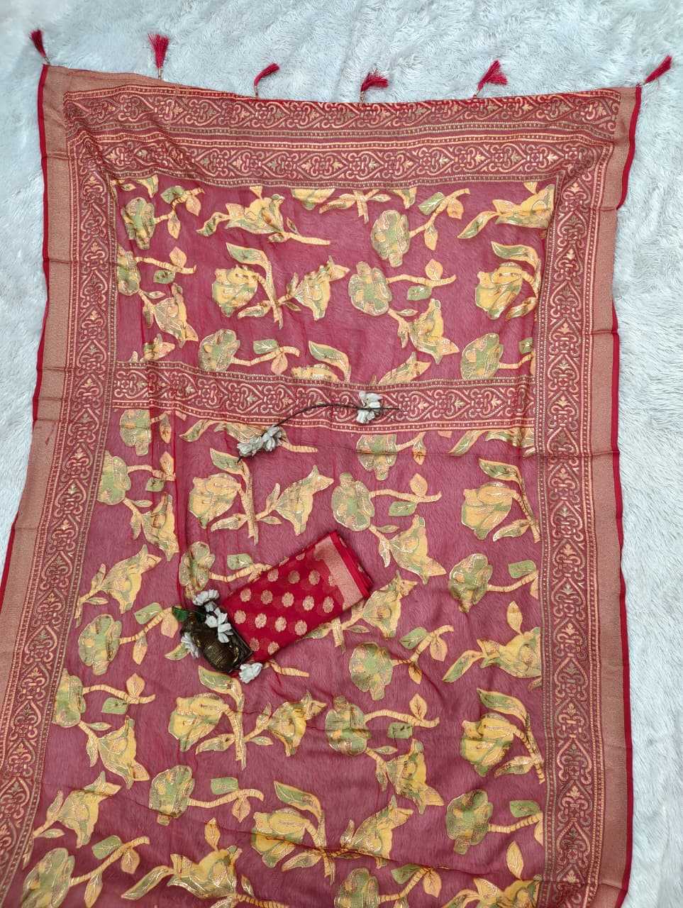Dull Moss Designer Saree