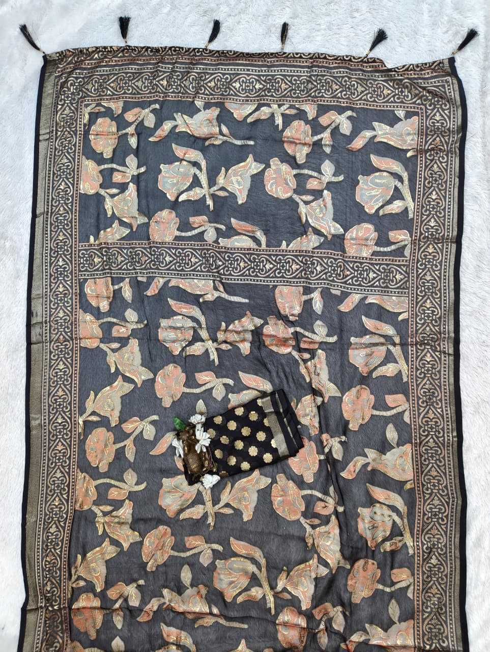 Dull Moss Designer Saree