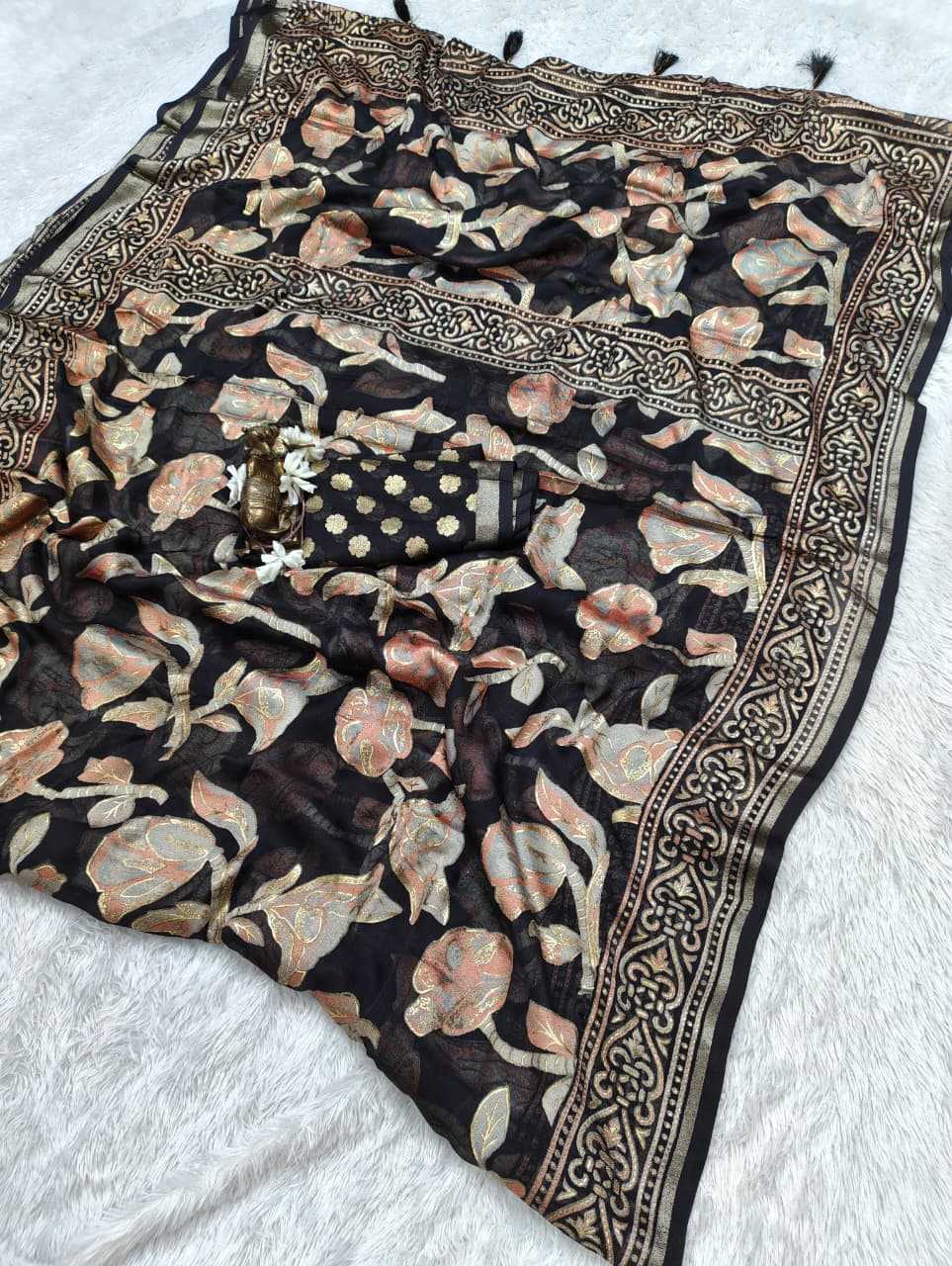 Dull Moss Designer Saree