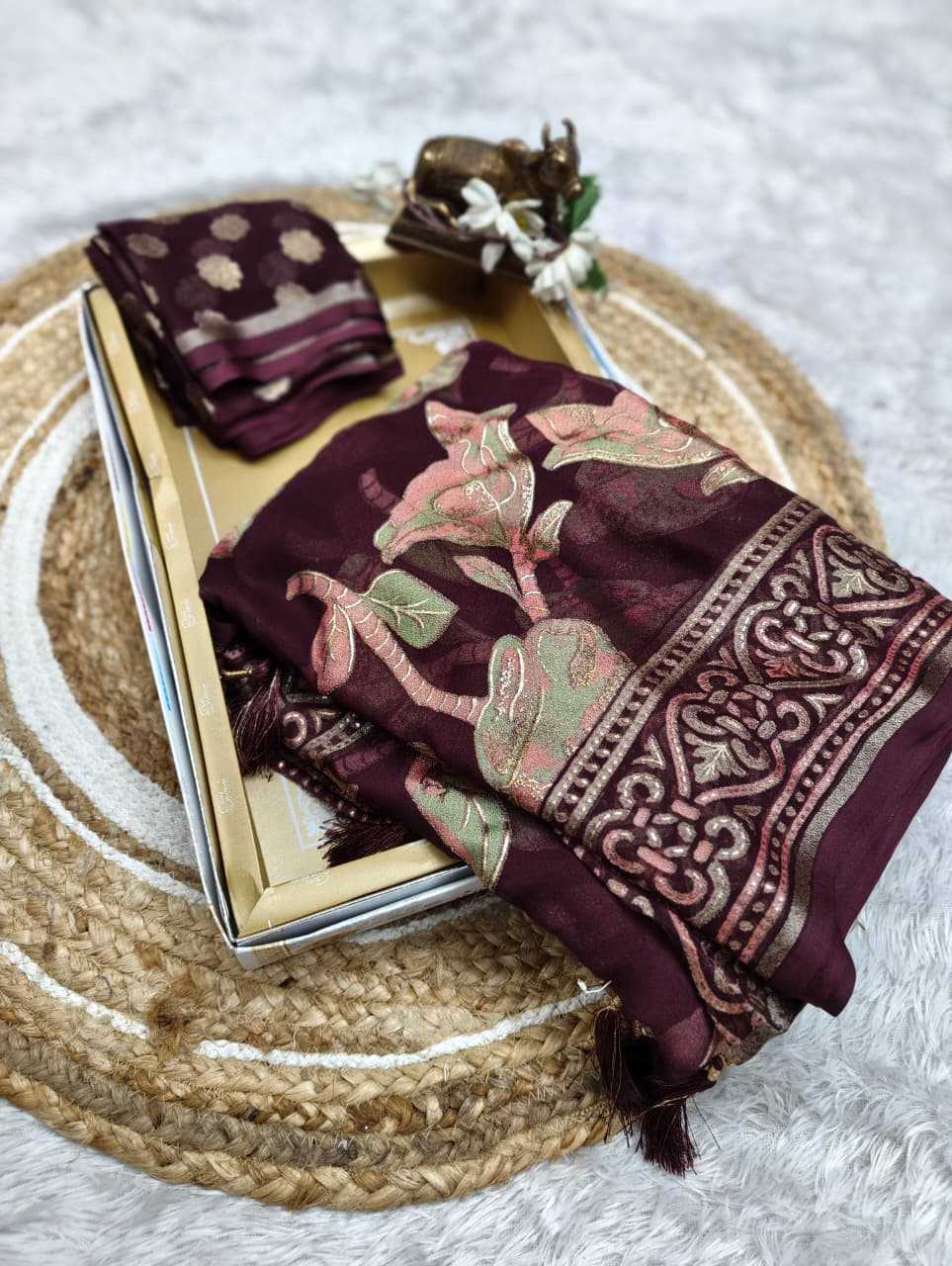 Dull Moss Designer Saree