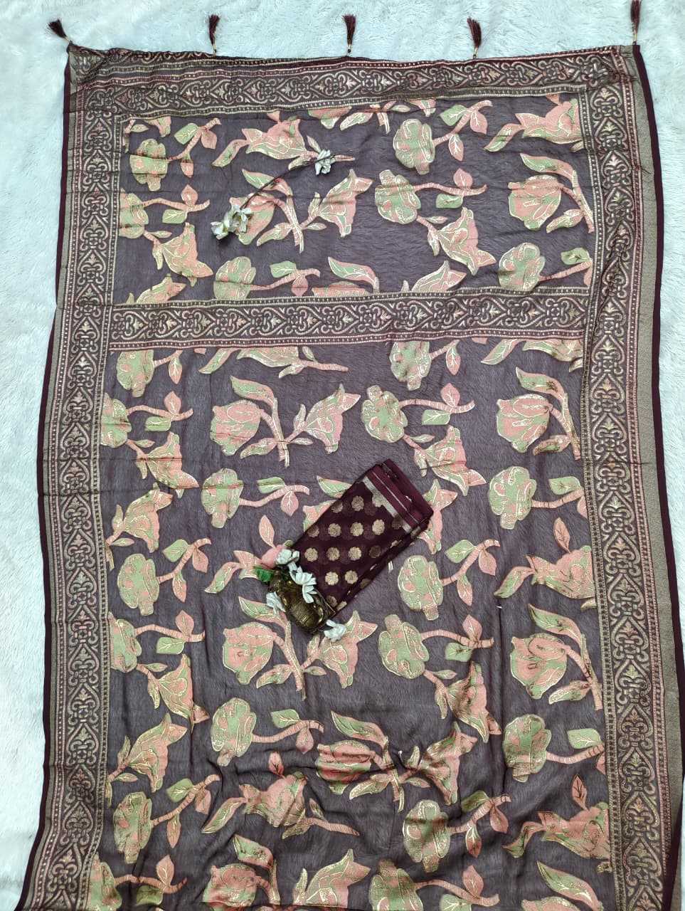 Dull Moss Designer Saree