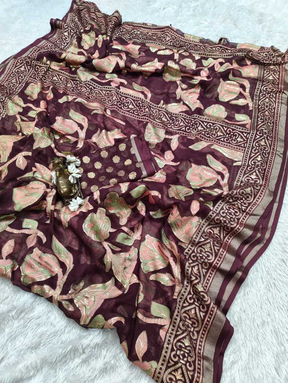 Dull Moss Designer Saree