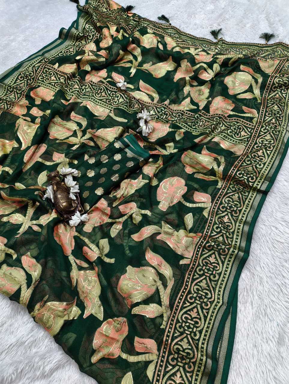 Dull Moss Designer Saree