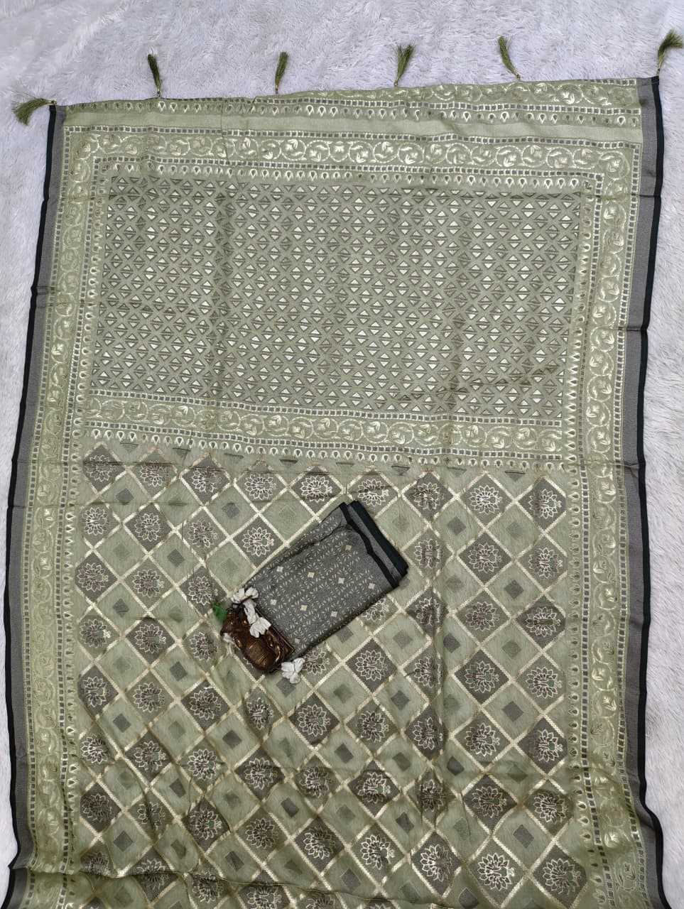Dull Moss Designer Saree