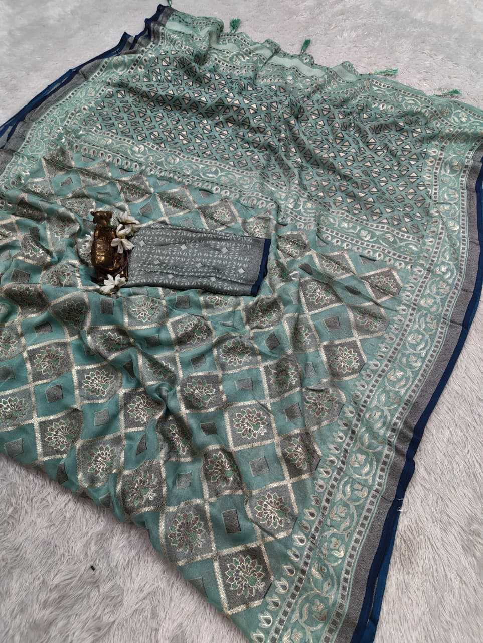 Dull Moss Designer Saree