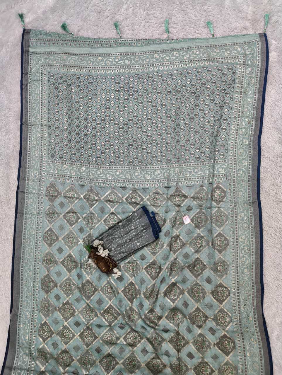 Dull Moss Designer Saree