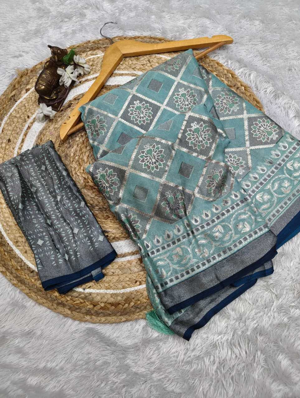 Dull Moss Designer Saree