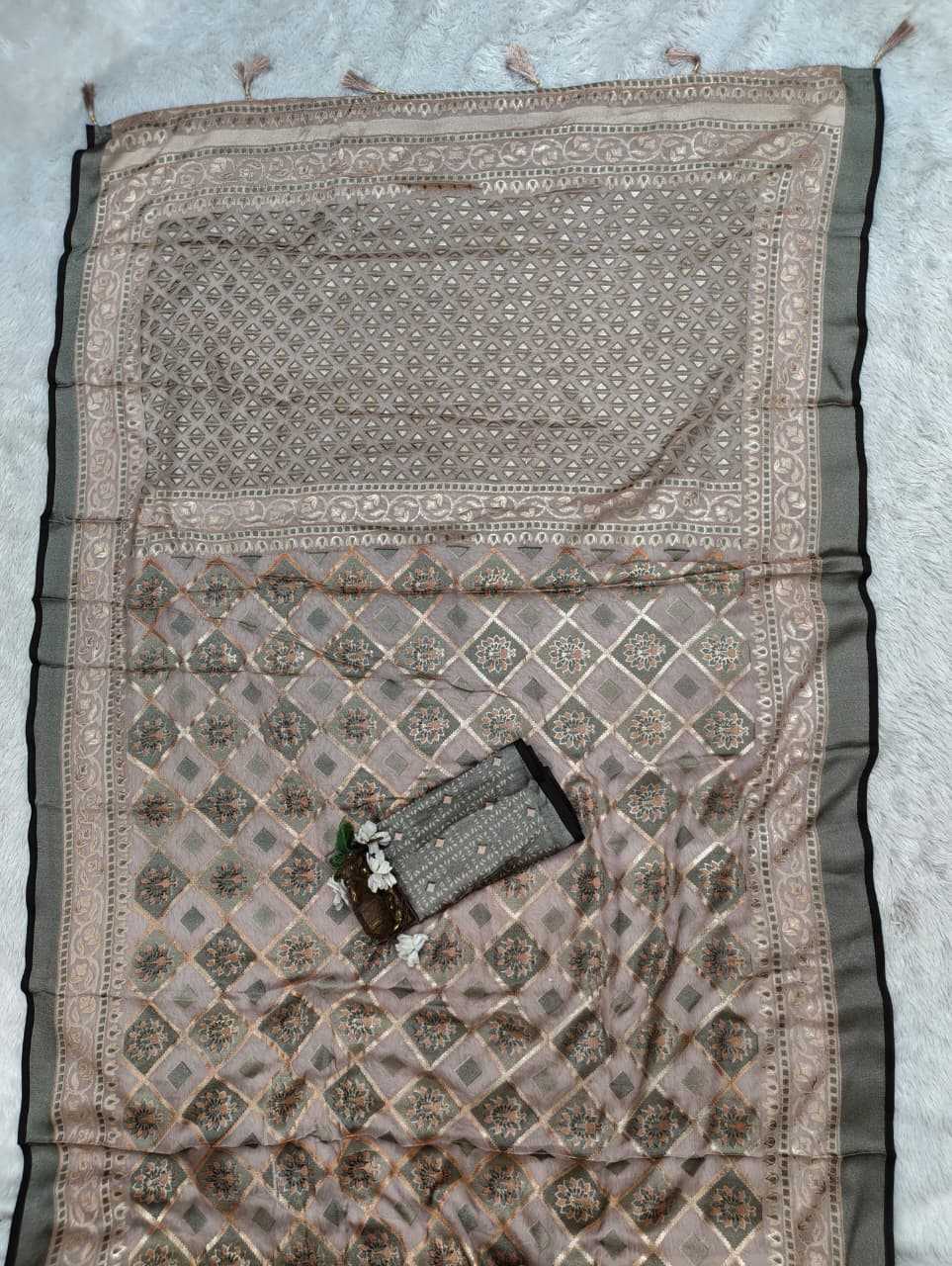 Dull Moss Designer Saree